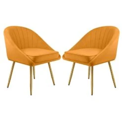 Biscuit Yellow Upholstered Outdoor Dining Chair With Tufted Back (Set Of 2) -Jearey yellow jearey dining chairs e011 02sc ye 66 1000