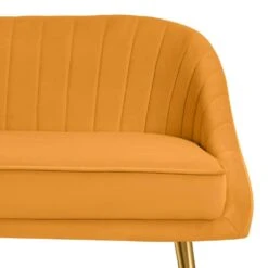 Modern 48 In. Golden Base Velvet Tufted 2-Seats Yellow Loveseat Sofa For Living Room Furniture Sets -Jearey yellow jearey loveseats e15sry hd ye 1f 1000