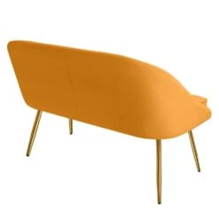 Modern 48 In. Golden Base Velvet Tufted 2-Seats Yellow Loveseat Sofa For Living Room Furniture Sets -Jearey yellow jearey loveseats e15sry hd ye 44 1000