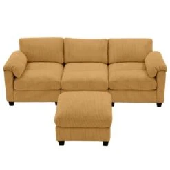 85.37 In. Corduroy Modular Rectangular Yellow Sectional Sofa With Ottoman For Living Room And Spacious Space 16 85.37 In. Corduroy Modular Rectangular Yellow Sectional Sofa With Ottoman For Living Room And Spacious Space -Jearey yellow jearey sectional sofas dxrzjsf4 yellow 76 1000