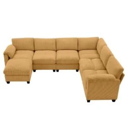 115 In. Corduroy Modular L-Shaped Yellow 7-Seat Sectional Sofa For Living Room And Spacious Space -Jearey yellow jearey sectional sofas dxrzjsf7 yellow 1f 1000