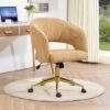 Yellow Modern Swivel And Adjustable Task Chair Tufted Office Chair With Gold Base
