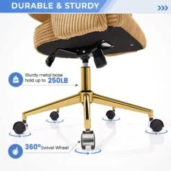 Yellow Modern Swivel And Adjustable Task Chair Tufted Office Chair With Gold Base -Jearey yellow jearey task chairs e31bgy hd lye c3 1000